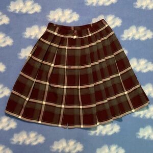 Plaid A-Line School Skirt - Red and Gray